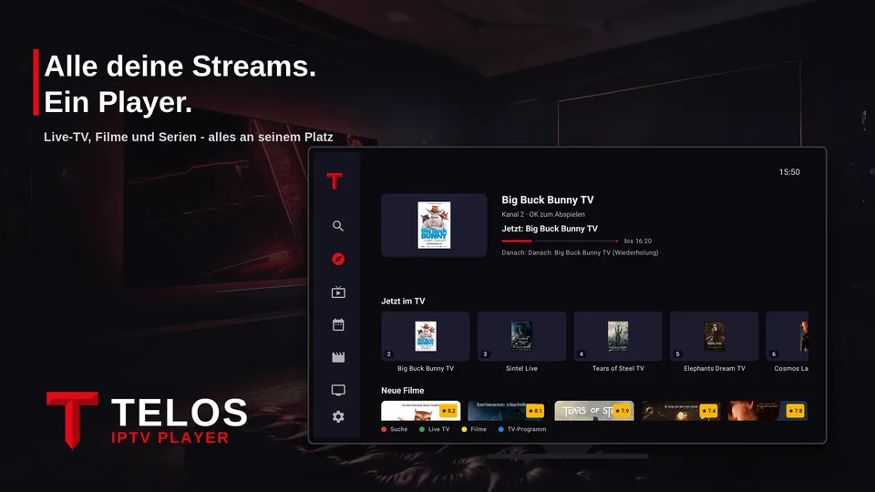 TELOS على Android TV: الصفحة الرئيسية
