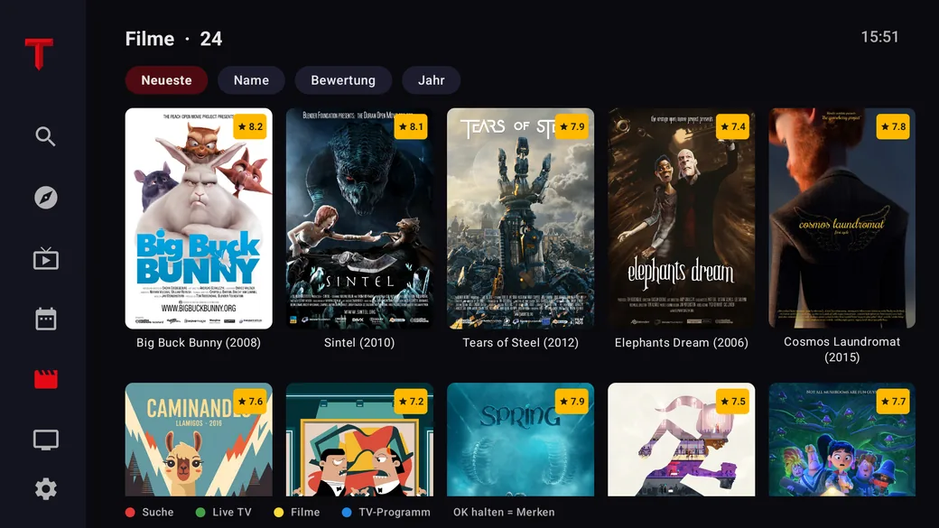 TELOS على Android TV: مكتبة أفلام تضم ملصقات وتقييمات